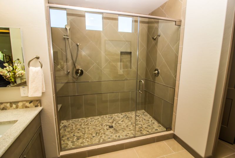 Corner Shower with Tiled Walls